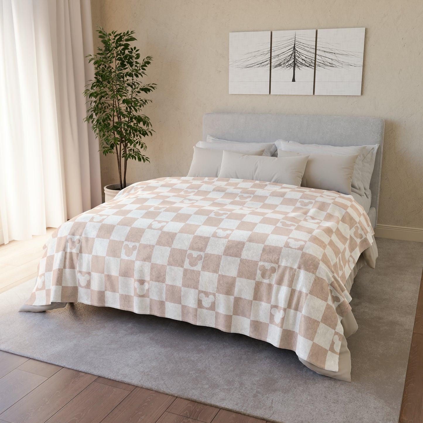 Oh Mickey (tan) Plush Blanket